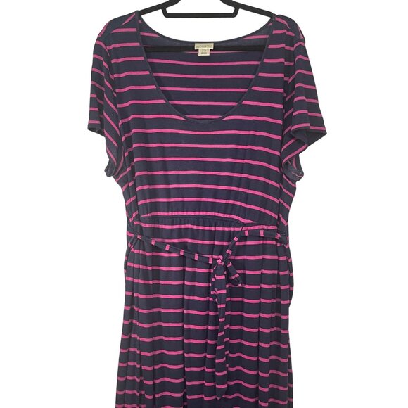 Motherhood Maternity Size 1X Blue Pink Striped Maxi Dress - Picture 3 of 5